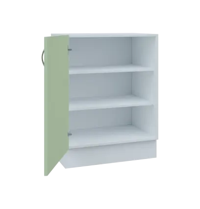 MS - 65D spodní skříňka, 1-dveřová, levá, 908x654x600, korpus bílý, dvířko šedo-zelinkavá